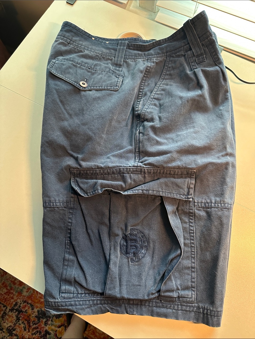 Bugle Boy Navy Blue Men's Cargo Shorts - Pocketed Utility Style